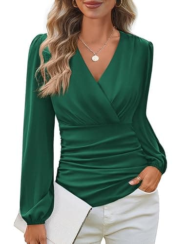 GRACE KARIN Long Sleeve Blouses for Women Dressy Casual, Wrap Tops Work Shirts, 2026 Summer Business Outfits — image 1