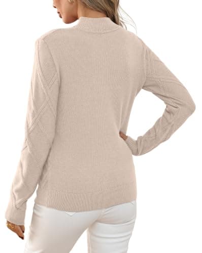Sipaya Mock Neck Fall Sweaters for Women Cable Knit Sweater Fall Outfits view 5