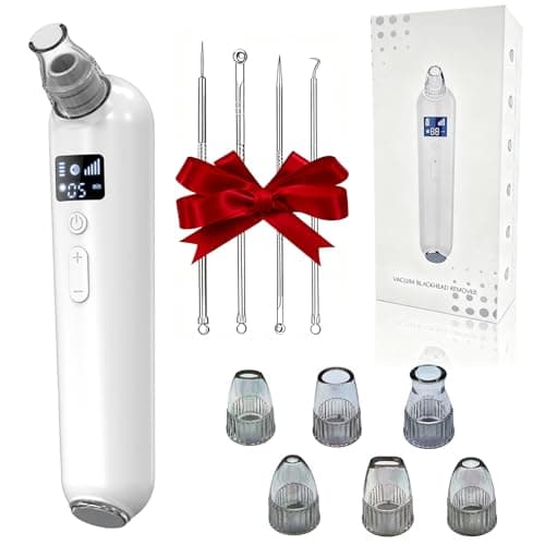 Vacuum Blackhead Remover Pore Cleaner with Heat & Red Light 5 Suction Levels Nose Pore Cleaner Rechargeable with LED Display, 6 Probes & Bonus Blemish Extractor Tools, Skincare Gift for Women — image 1