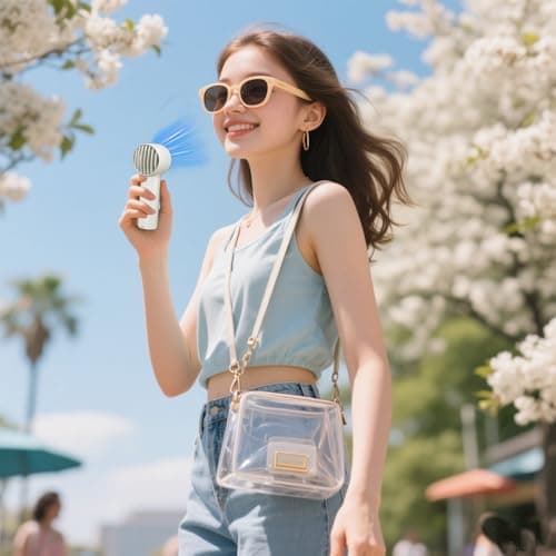 Portable Mini Turbo Handheld Fan, Pocket USB Rechargeable fan with 3-Speed Super Strong Wind Adjustable, Personal Travel Summer Cooling Eyelash Fan Gifts for Girls Boys Men Women- Indoor Outdoor view 2