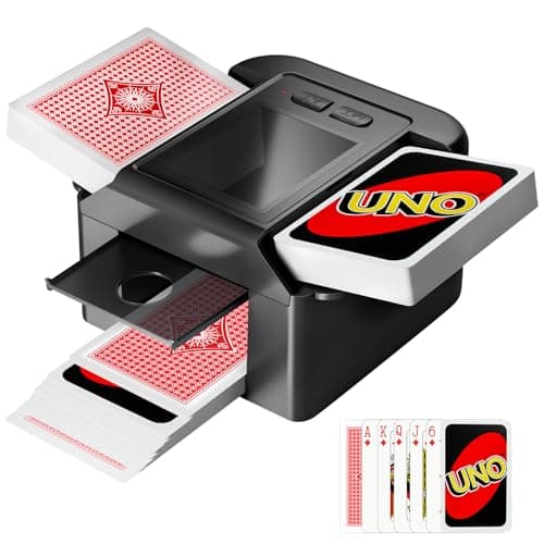 Automatic Card Shuffler for 1–2 Decks, Rechargeable Electric Card Shuffling Machine with USB-C, Dual Mode Auto Shuffler for UNO, Poker, Blackjack, Texas Hold’em,Quiet & Portable for Home,Party,Travel