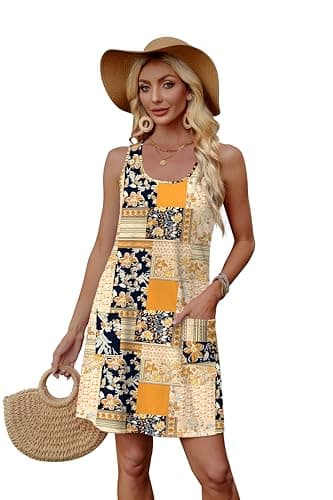 WEESO Summer Dresses for Women Tank Casual Sleeveless Casual Mini Fashion Beach Vacation Dresses with Pockets view 3