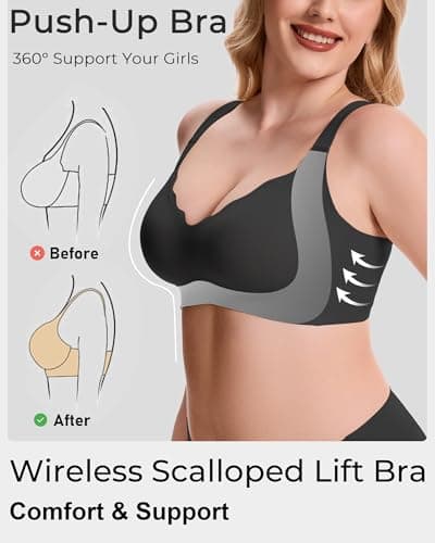 Gailife Scalloped Lift Bras Women Soft Jelly Push Up Wireless Bra Supportive V Neck No Underwire Seamless Tshirt Bralettes view 4