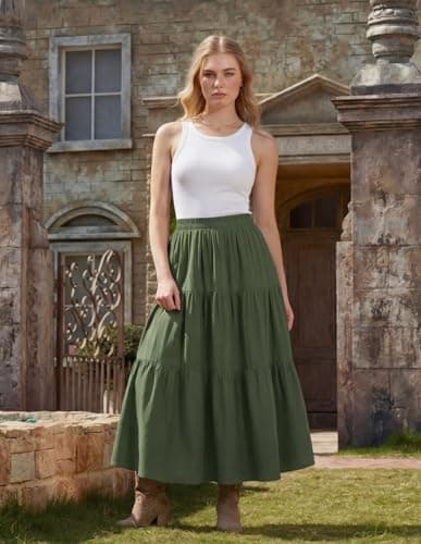 Scarlet Darkness Renaissance Maxi Skirts for Women 2026 Summer Boho Flowy Tiered Long Skirt with Pockets view 2