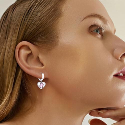 XIUQILAI 925 Sterling Silver Heart Earrings for Women, Dainty Huggie Hoop Fashion Hypoallergenic Small Chunky Stud Earrings Lightweight Love Heart Dangle Jewelry view 5