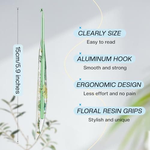 4.0mm Crochet Hooks,Ergonomic Crochet Hook with Floral Resin Grips,Stylish and Unique,Crocheting kit for Beginners, Arthritic Hands and Professional view 3
