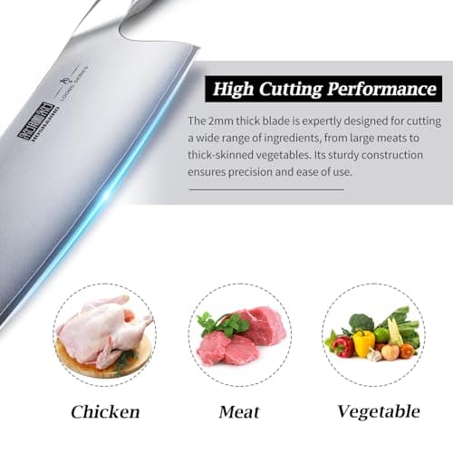 HOSHANHO Cleaver Knife 7 Inch, Ultra Sharp Vegetable Meat Chopper Knife | Japanese High Carbon Steel Chopper Butcher Knife, Multifunction Cooking Knife for Home Kitchen and Restaurant view 5