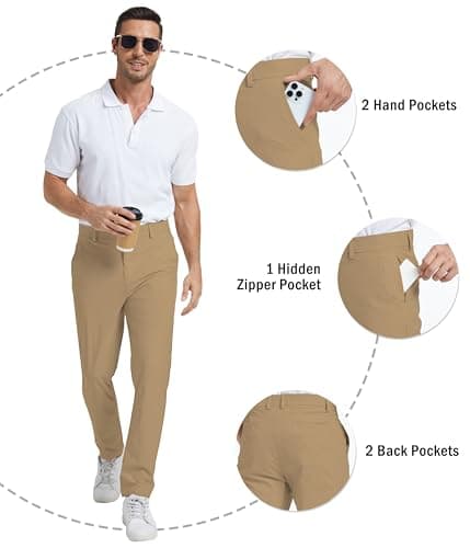 NATUVENIX Golf Pants Men Stretch Work Dress Pants Lightweight 30" Slim Fit Business Casual Pants for Men with Pockets view 4