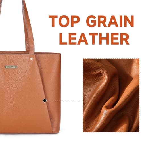 Blofinche Genuine Leather Tote Bag for Women,15.6 Inch Laptop Bag, Large Work Purse for Office Travel Commuter view 6