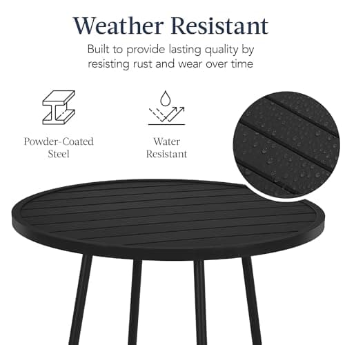 Best Choice Products 3-Piece Patio Dining Set, Bar Height, Outdoor Bistro Set, Outdoor Round Bar Table w/ 2 Bar Stools, Steel - Black view 5