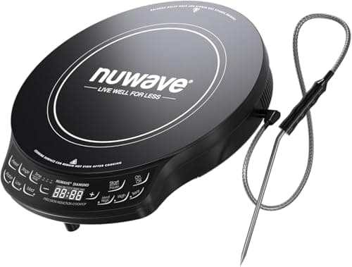 Nuwave Diamond Induction Cooktop, New & Improved Electric Burner with Probe, 91 Temps 50°F to 500°F, 6.5” Heating Coil, Shatter-Proof Ceramic Glass, 3 Wattage Settings, Ideal for Dorms, RVs & Apts view 1