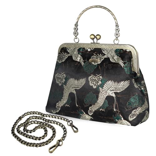 Abuyall Floral Top-Handle Handbag, Kiss Lock Evening Bag for Women, Vintage Handbag | Floral, Kiss Lock, Vintage view 5