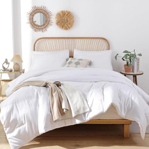 ROSGONIA White Queen Comforter Set, 3pcs(1 Boho White Comforter & 2 Pillowcases) All Season Soft Bedding Lightweight Bedspread Blanket Quilt view 6