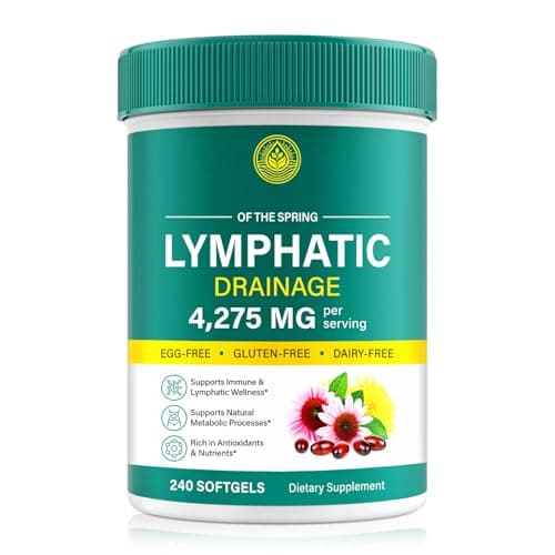 Lymphatic Drainage Supplements, Lymphatic Drainage Capsules - Lymph System Support - Wellness Complex 9 in 1 Aescia, Turmeric, Bromelain, Echinacea & More 220pcs 1 Pack
