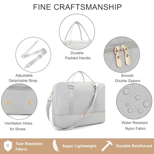 Travel Duffle Bag for Women Carry on Bags Overnight Weekender Bags Toiletry Hospital Gym Bag with Shoe Compartment 3pcs Set view 3