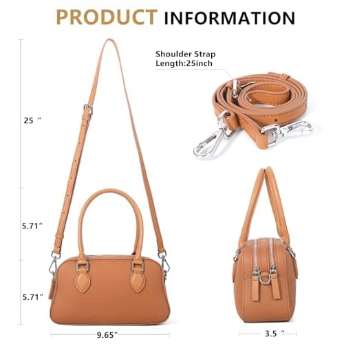 Genuine Leather Handbag for Women, Small Top Handle Satchel Crossbody Purse with Adjustable Strap, for Travel Daily Fashion view 3