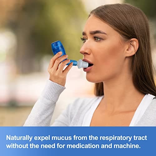 Breathing Exercise Device for Lungs, Lung Expansion and Mucus Relief Device, Portable Expiratory Breathing Exerciser with A Set of Accessories, Breathing Trainer for Lung Cleanse(Blue) view 6