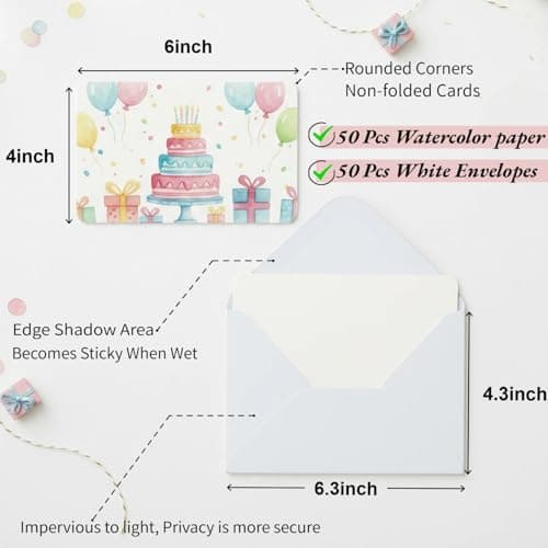 25 Sets Watercolor Paper, 4x6 Inch Watercolor Cards with Envelopes, 140lb/300gsm Water Color Paper, Art Supplies for Adults Kids, Cold Press Textured Cotton Sheets, Artist Painting Drawing Postcards view 3