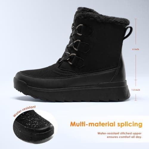 Winter Snow Boots for Women Faux Fur Collar Ankle Booties Warm Microfleece Lining with Anti-Slip Rubber Sole Walking Outdoor view 5