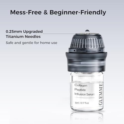 Micro Infusion System for Face & Neck, Titanium Needle Cosmetic Stamp Hydra Microneedling Serum - Peptides & Hyaluronic Acid Serum for All Skin Types, 0.25mm Home Infusion Set view 2