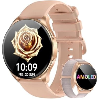 Blackview Smart Watch for Women(Make/Answer Calls), 1.43''AMOLED Touchscreen Fitness Tracker with 100+ Sports Modes, Heart Rate/SpO2/Sleep Monitor/2 Straps, Smartwatch for iPhone & Android