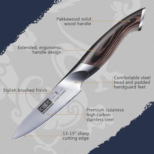 HOSHANHO 3.75 inch Paring Knife, Ultra Sharp Japanese Kitchen Fruit Knife | Professional Japanese High Carbon Stainless Steel Small Kitchen Knives with Ergonomic Handle view 2