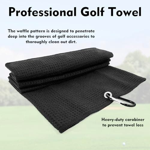 NUOYEE 3 Pack Microfiber Golf Towel Set Men Women with Carabiner Clips Waffle Golf Club Bag Towels Cleaning Rags(Small) view 5