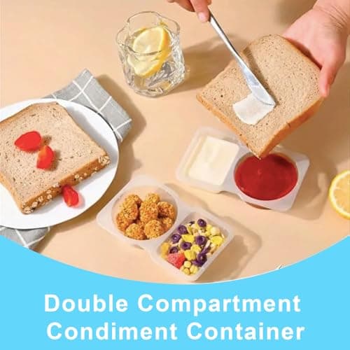 Pure Future 20-Pack 2-Compartment Snack Containers with Lids (40 Pieces) | Reusable Meal Prep Lunch Boxes for Portion Control, Microwave Safe Snack Pack, Ideal for Office, Gym, Travel Use view 5