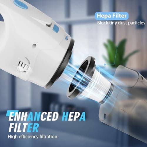 FUOAYOC Handheld Vacuum Cordless, 6KPA Strong Suction & 25 Mins Runtime, 1.6lbs Lightweight Hand Vacuum Cordless Rechargeable with HEPA Filter/LED Light/Multi-Accessories,for Home/Car/Office Cleaning view 5
