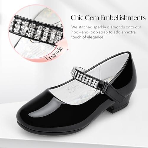 Stelle Girls Mary Jane Dress Shoes Low Heel Glitter Patent Bow Kids Party Wedding Flower Girl School Shoes(Toddler/Little/Big Kid) view 5