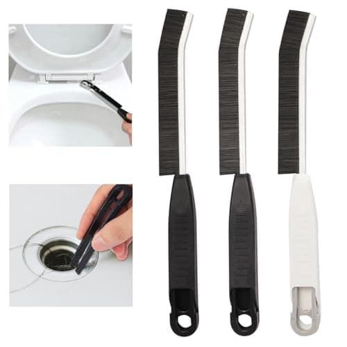 Crevice Cleaning Brush,Hard Bristle Cleaning Supplies,Grout Scrub Brushes with Clip for Clean Tile Floor,Gap, Bathtub, Sink, Window,Household Cleaning Tools,Home Essentials(3PCS DarkBlack White) — image 1