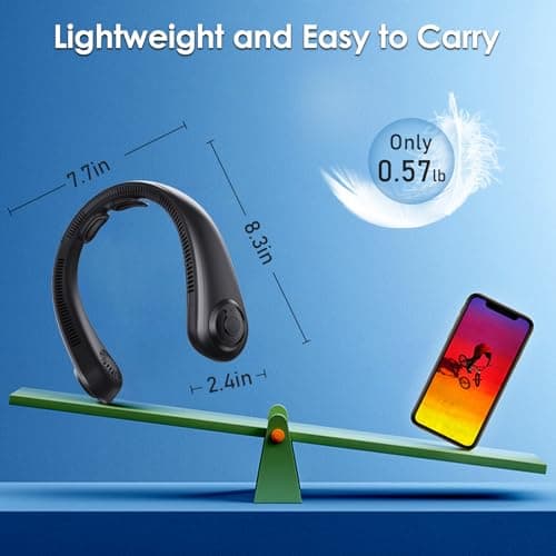 AUIIAH Neck Fan - Portable Personal Cooling Bladeless Around the Neck Fans that Blow Cold Air Rechargeable with 5 Speeds, Neck Support for Hot Flashes, Disneyland, Travel, Cooler Gift for Women Men view 2