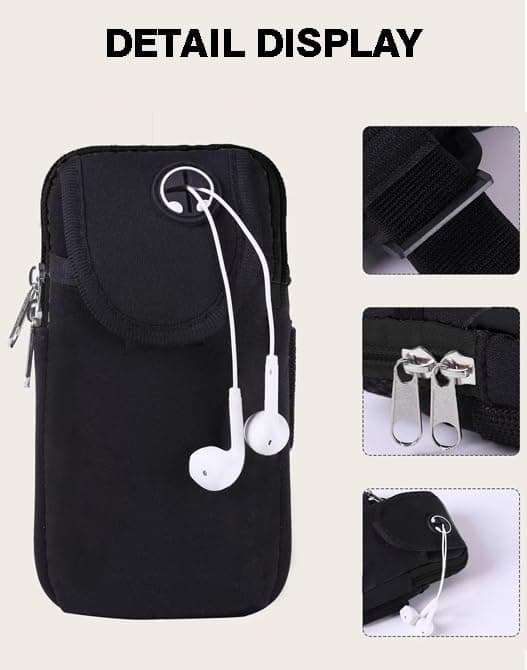New Sports Music Mobile Running/Waterproof Wrist Bag arm Bag for Men and Women Mobile arm Strap, Suitable for iPhone and Android, Use for Running, Walking, Hiking & Biking (Black) view 5
