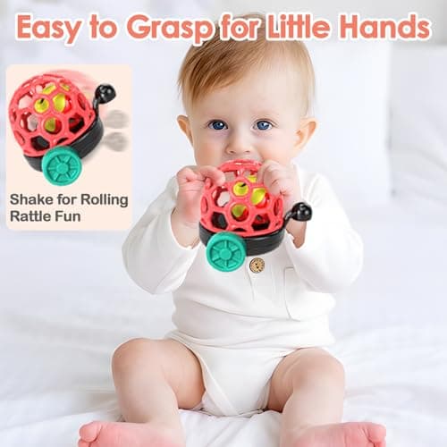 WEEJOYGAM Train Baby Toys 6-12 Months, Infant Soft Cars for Toddlers 1-3 Boy Easter Basket Stuffers Birthday Gift 6 7 8 9 10 Month 1 Year Old Boy Cause Effect Montessori Musical Push Truck Ball Rattle view 4