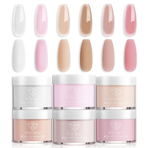 Modelones Acrylic Powder, 6 Colors Transparent Jelly Nude Nail Powder Milky White Pink Nude for Nail Art 3D Nail Carving French Nail Extension, Gifts for Women view 1