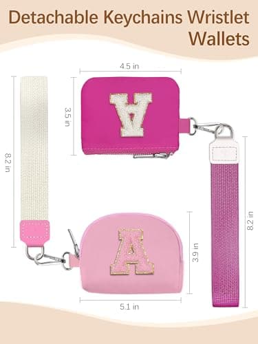 LIMKRIAN Initial Wristlet Wallet for Women,Small Dual Pouch Wristlet,Personalised Keychain Wallet,Mini Zip Around Coin Pouse view 6