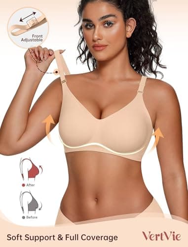 Vertvie Womens Wireless Jelly Bras No Underwire Push Up Seamless Bra Supportive Full Coverage Bralette Regular and Plus Size view 2