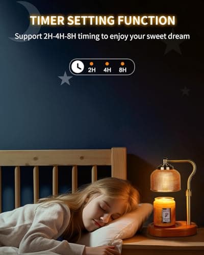 Kadrama Candle Warmer Lamp Electric Candle Warmer with Timer Dimmable Candle Lamp Warmer with 3 Bulbs Height Adjustable Wax Melt Warmer for Bedroom Home Decor, Amber Gold view 5