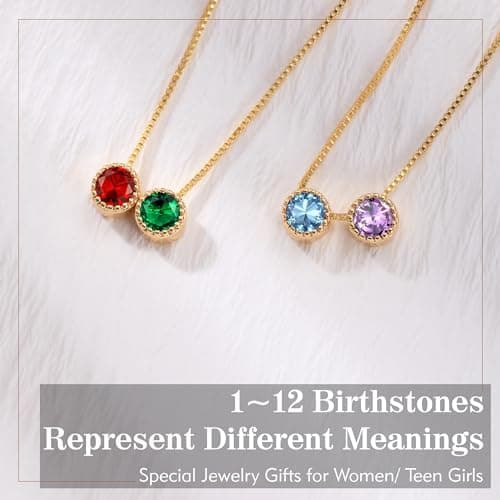 Sistble Birthstone Necklace for Women, Birthday Gifts for Women 14K Gold Necklaces for Teen Girls Dainty 1 to 12 Birthstone Christmas Gift Stocking Stuffers Valentines Mothers Day Jewelry view 6