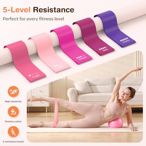 Vanlgs Pilates Kit 13Pcs Home Pilates Essentials Workout Kit with 13" Ring, 10" Ball and Resistance Bands for Women at Home Pilates Equipment Set for Beginners view 4