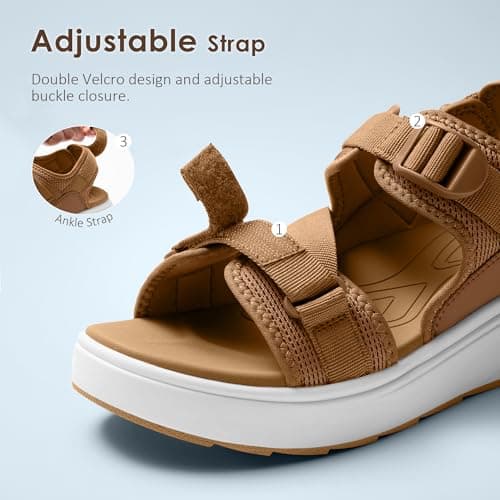 Vilanva Womens Orthopedic Walking Sandals with Comfortable Arch Support Recovery Sport Relief Plantar Fasciitis Outdoor Hiking Adjustable Strap Platform Cushion Hiking Water Sandals for 2026 Summer Trendy Outfits view 4