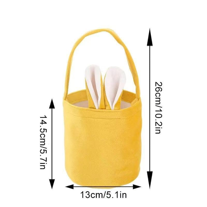 MSGBLAI Easter Bunny Gift Bags With Rabbit Ear, Basket for Easter Egg Hunts Decorations Candy Gift Storage with Handle(Yellow) view 2