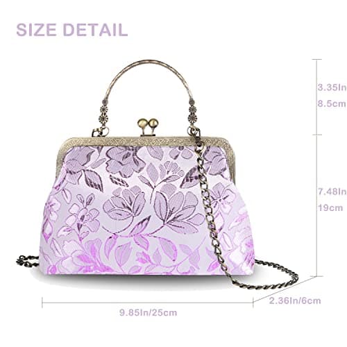 Abuyall Floral Top-Handle Handbag, Kiss Lock Evening Bag for Women, Vintage Handbag | Floral, Kiss Lock, Vintage view 2