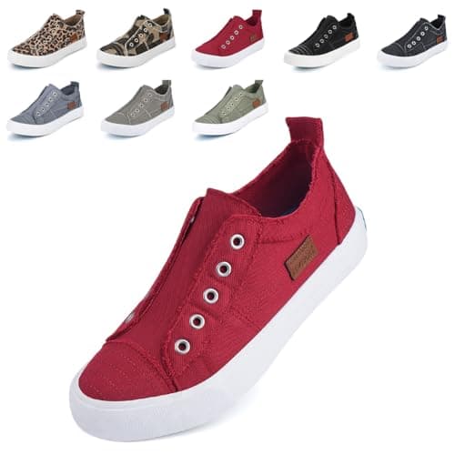 JENN ARDOR Womens Slip On Fashion Sneakers No Laces Comfortable Casual Low Canvas Sneakers Flats Walking Shoes — image 1