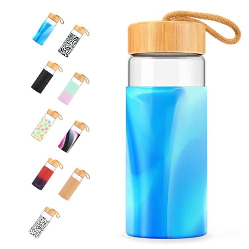 Tronco 20 oz Glass Water Bottles with Lids, Reusable Borosilicate Glass Bottles with Bamboo Lid & Non-Slip Silicone Sleeve for Coffee, Iced Tea, Water, Leak-Proof, BPA-Free – Ideal for Office & Home — image 1
