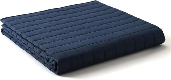 YnM Exclusive Weighted Blanket, Soothing Cotton, Smallest Compartments with Glass Beads, Bed Blanket for One Person of 110lbs, Ideal for Twin/Full Bed (48x72 Inches, 12 Pounds, Navy) view 5