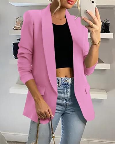 KIRUNDO Womens Blazer 2026 Spring Fall Bussiness Casual Long Sleeve Open Front Work Office Dressy Suit Jackets with Pockets view 3