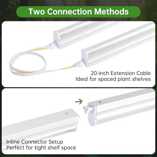 DingChen T5 Grow Lights, 2FT 60W (4×15W, 500W Equivalent), Full Spectrum Grow Lights for Indoor Plants, 4000K, Plug and Play, Easy to Install, for Greenhouse & Plant Shelves (4 Pack) view 4