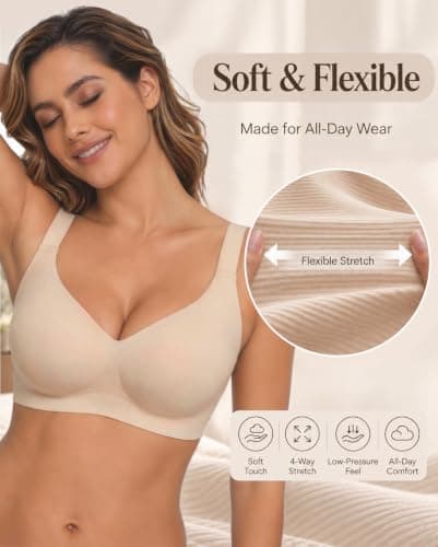 Ubras Wireless Seamless Bra for Women, Breathable Jelly Bra Soft Support view 4