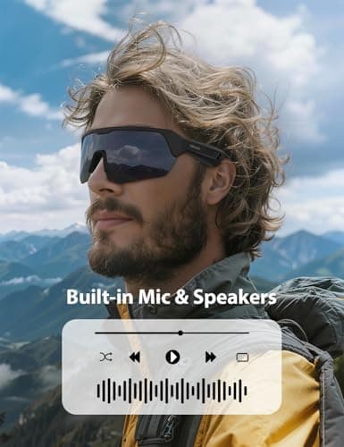 AIRMARS Bluetooth Sunglasses for Men and Women, Built-in Mic & Speakers, Polarized Sport Smart glasses for Running/Cycling, UV Protection, Voice Control (Black) view 2